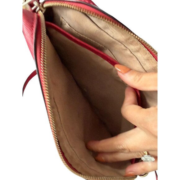 MICHAEL KORS  Red Saffiano Leather Gold Chain Crossbody Bag - Picture 7 of 13